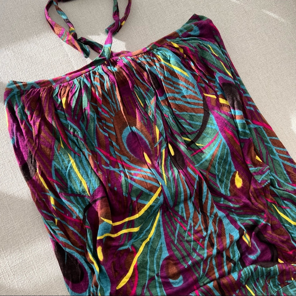 T-BAGS • Los Angeles Super Soft Peacock Y2K Halter Dress